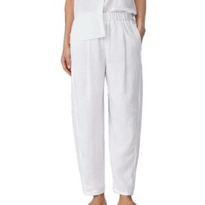 Eileen Fisher System Organic Linen Lantern Pant Women XS White